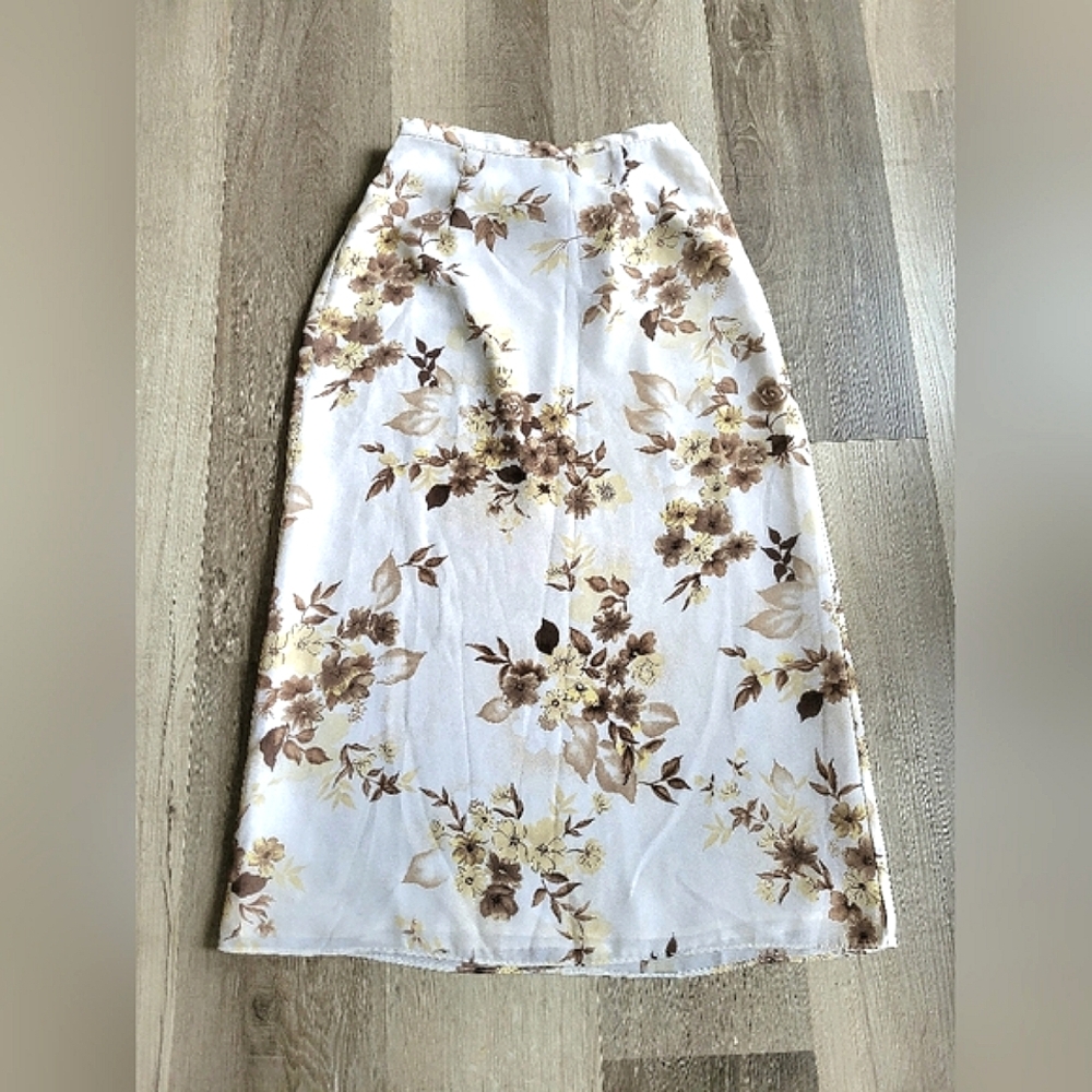 Brown and White Floral Skirt